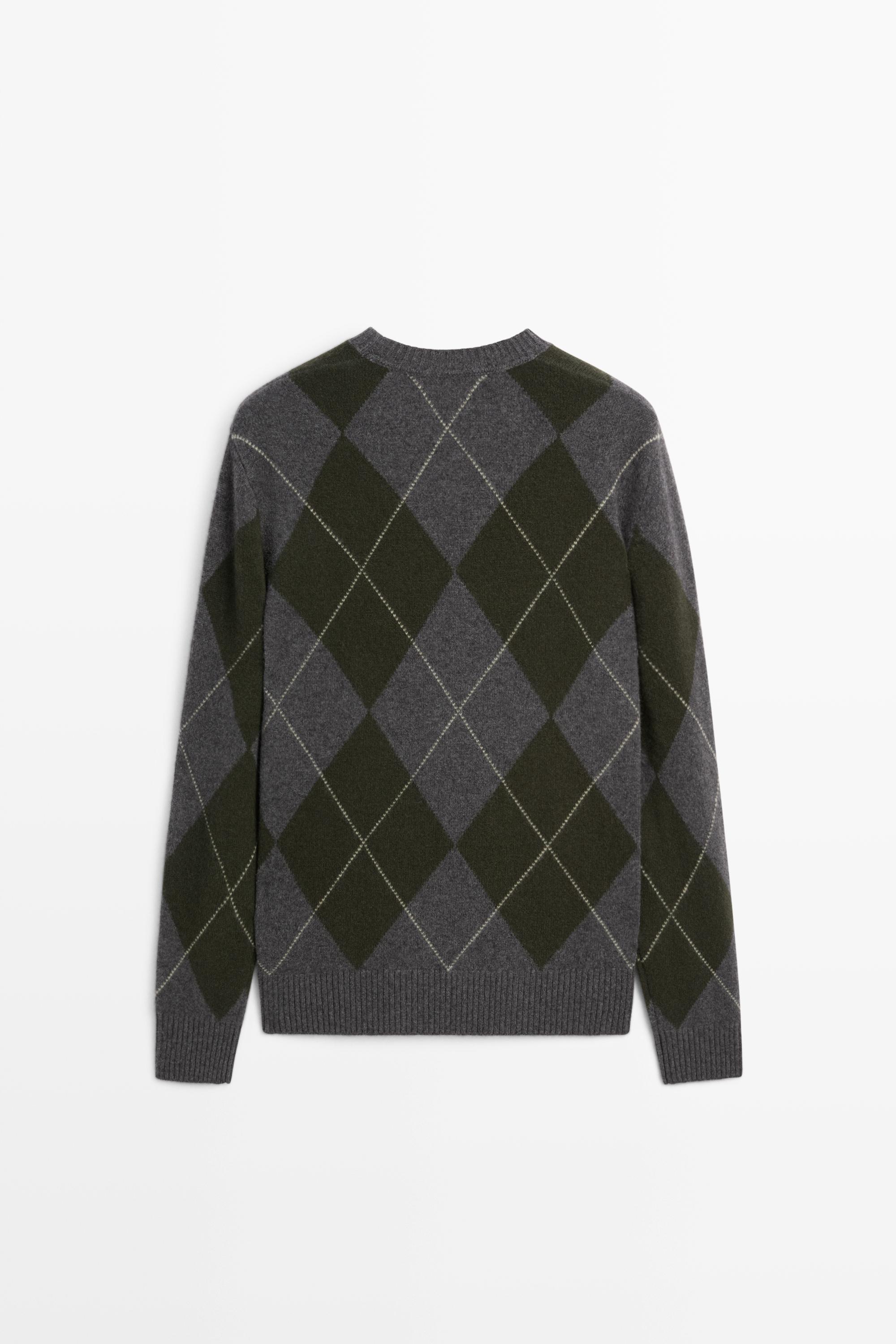 Pull en maille à motif losanges 100 % cachemire